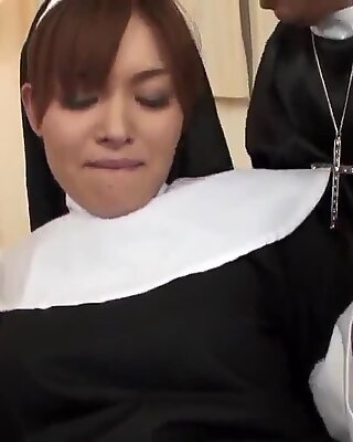 Hitomi Kanou removes the nun costume to fuck hard
